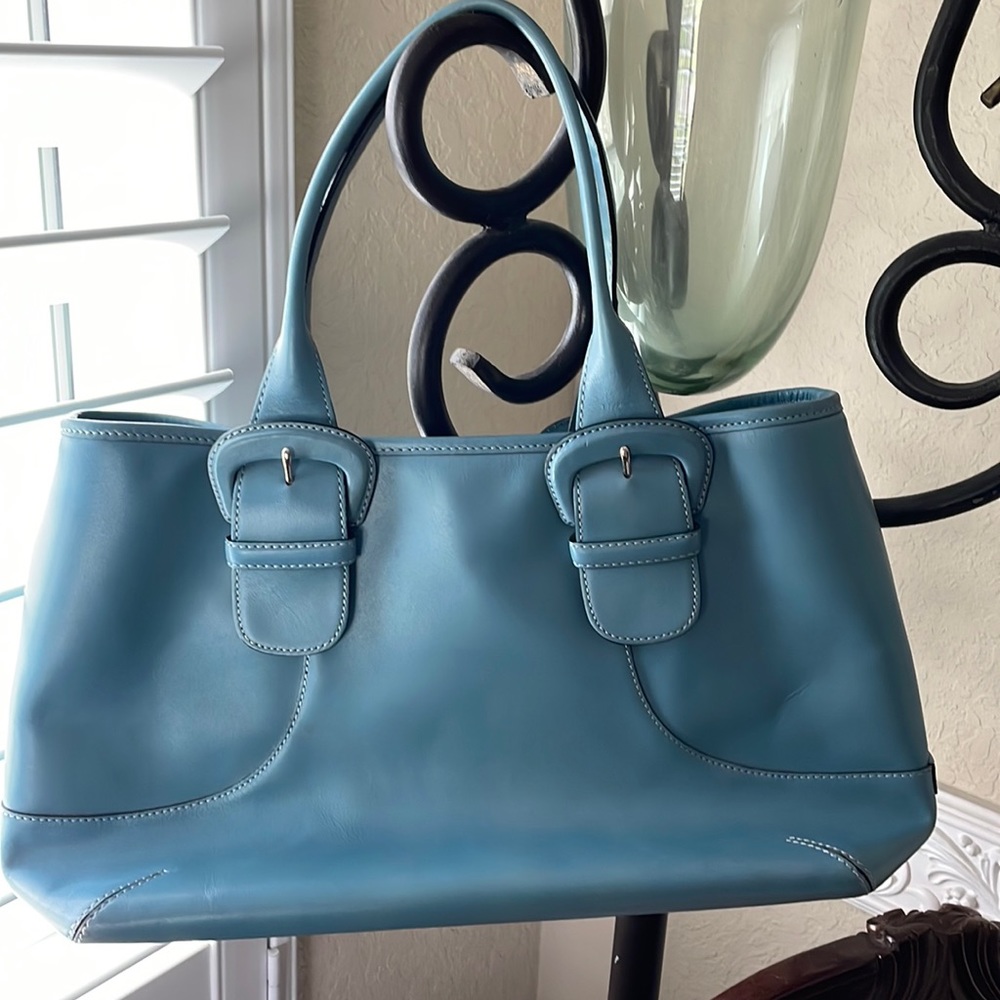 Unique ice blue Cole Haan leather purse